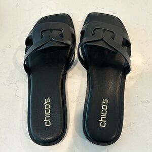 Chicos black slip-on sandals